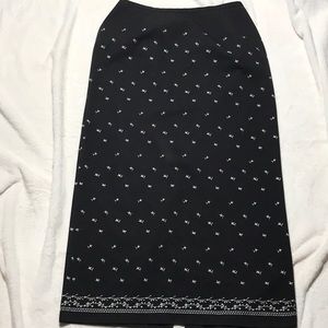 Coldwater Creek Long Skirt 35” silver embroidery